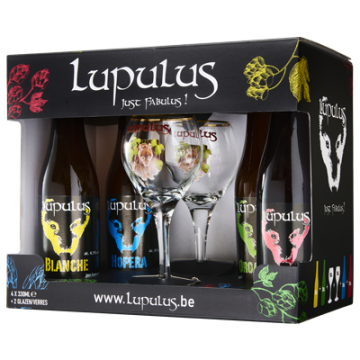 Lupulus Giftpack 4 flessen + 2 glazen