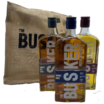 The Busker Irish Whisky Tas met 3 Busker Whisky's